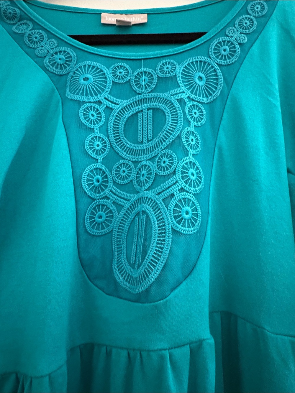 Woman Within Teal Embroidered Maxi Dress - Picture 2 of 4